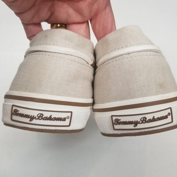 Tommy Bahama Mens Stripes Asunder TB7F10147 Tan Beige Canvas Deck Boat Shoe 10D - Picture 6 of 9